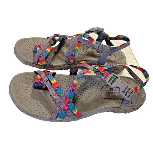 Skechers Women's Reggae Bright Direction Rainbow Sport Sandal Shoe Size 7 - Picture 5 of 10